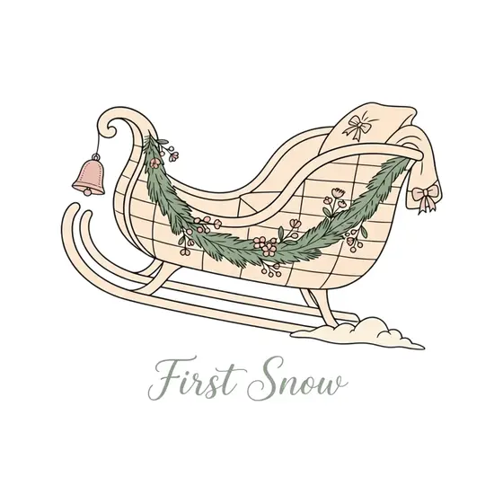 Plaid Sleigh With Bow and Bell
