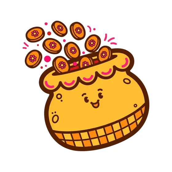 Mustard Pot Spilling Coins Smiling