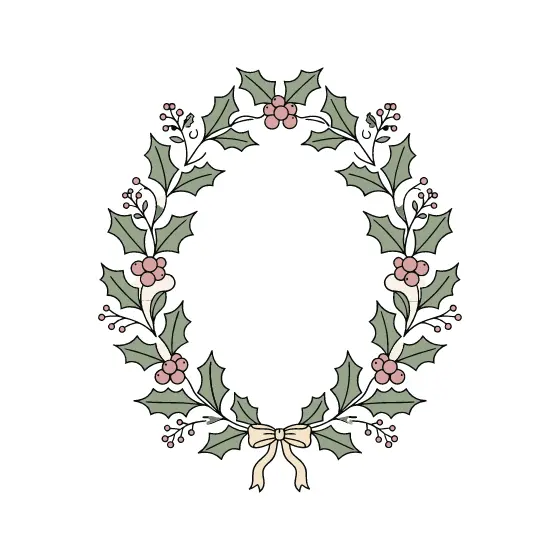 Open Holly Wreath With Berry Clusters
