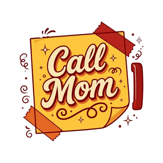 Cream Call Mom On Taped Sticky Note