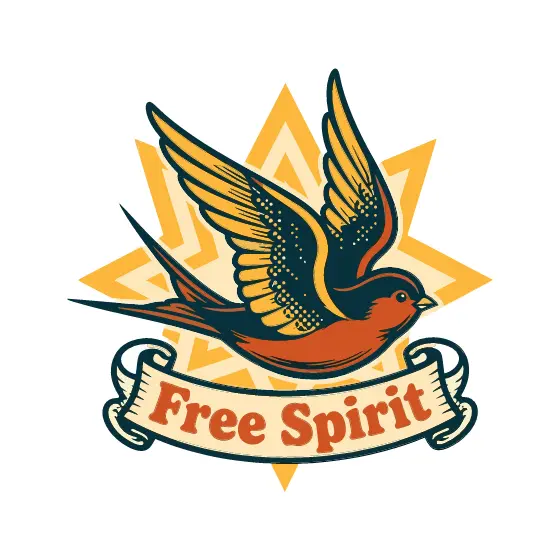 Retro Swallow With Free Spirit Banner