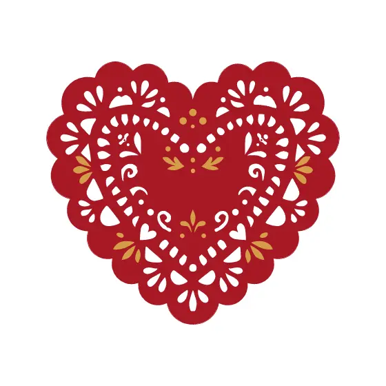 Red Paper Doily Heart With Gold Accents