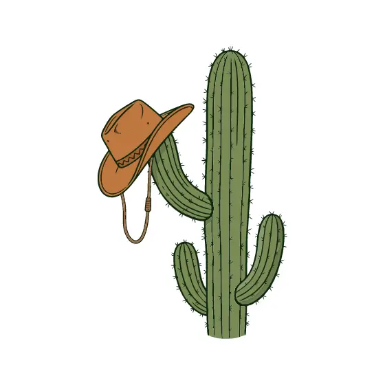 Cactus With Tilted Hat On Left