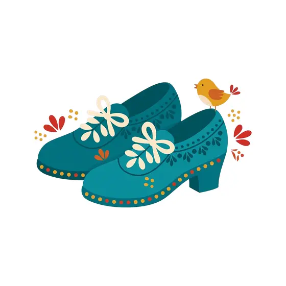 Teal Folk Shoes With Cream Laces
