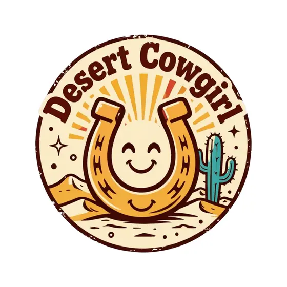Smiling Horseshoe Badge With Cactus