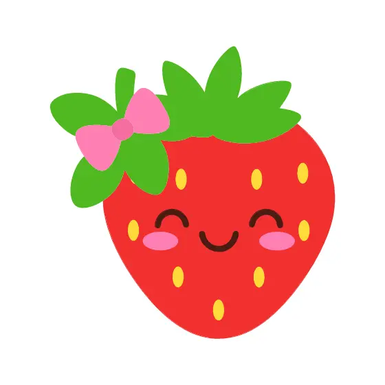 Smiling Strawberry with Bow on Stem