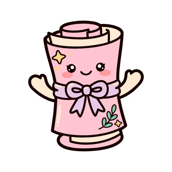 Pink Kawaii Scroll With Lavender Bow