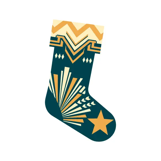 Teal Christmas Stocking With Star and Chevrons