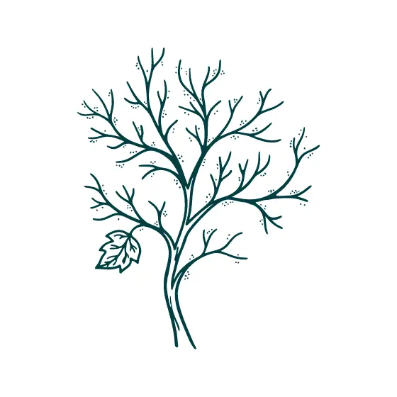 Slanted Teal Tree With Left Leaf