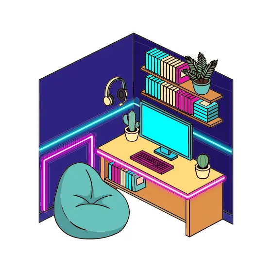 Neon Gaming Corner With Bean Bag