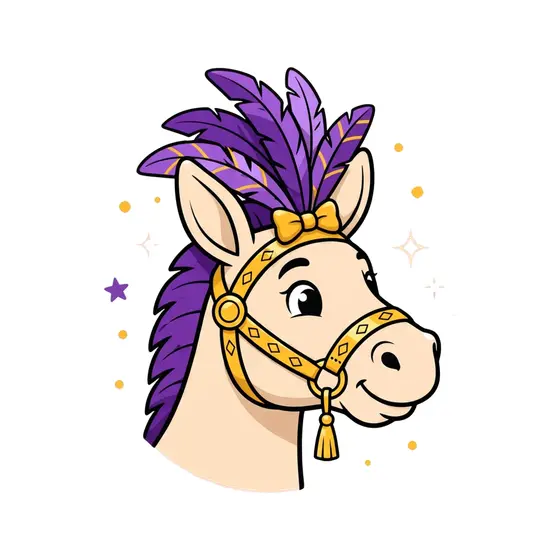 Purple Mane Donkey With Gold Bow