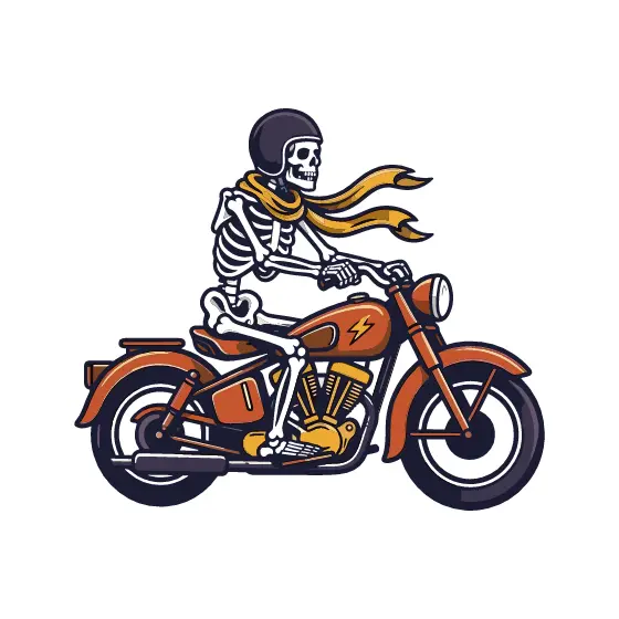 Skeleton Rider on Vintage Motorcycle