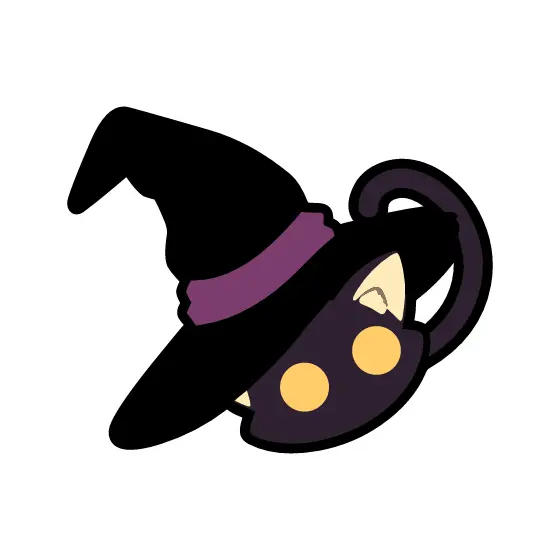 Black Cat Peeking From Witch Hat