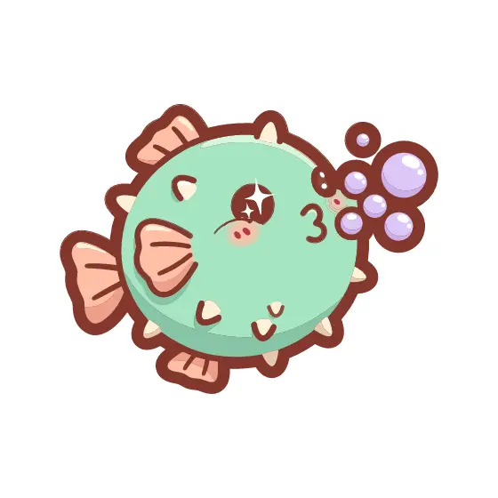 Puffed Pufferfish Blowing Bubbles