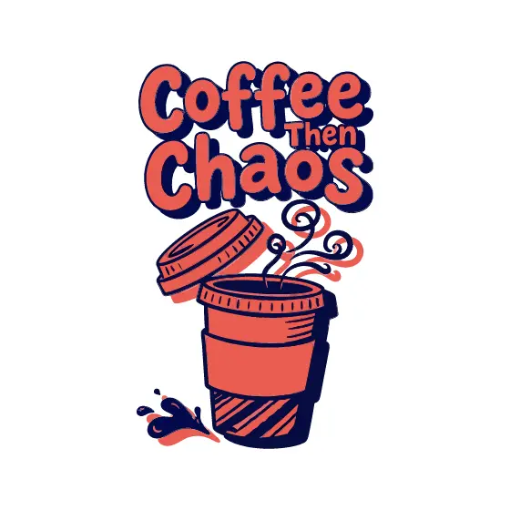 Red Coffee Cup With Navy Splash