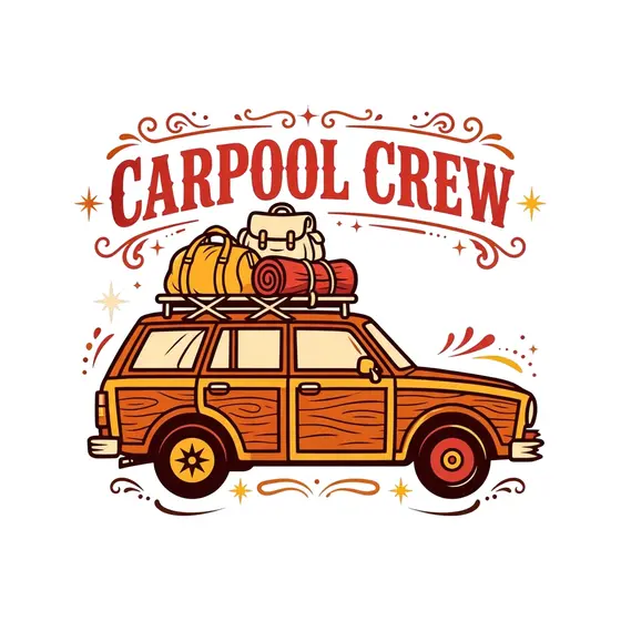 Woodgrain Station Wagon With Luggage