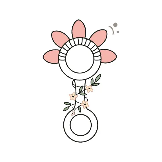 Blush Petal Baby Rattle With Sprig
