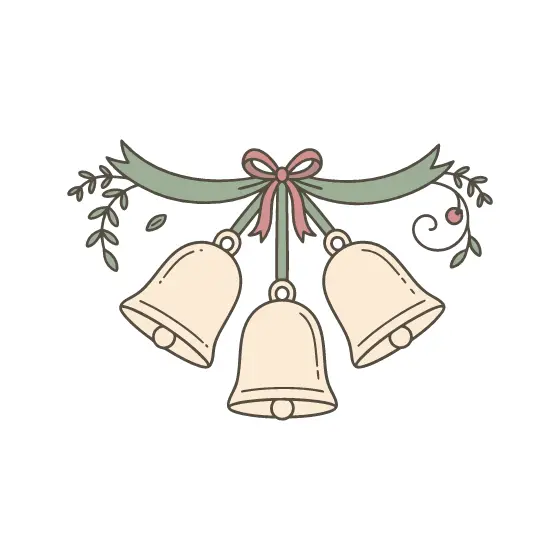 Three Cream Bells with Sage Ribbon