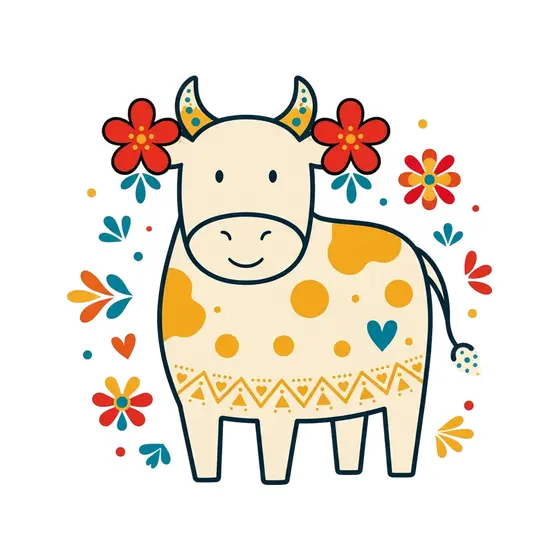 Cream Cow With Orange Spots