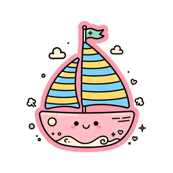 Blue And Yellow Striped Sailboat