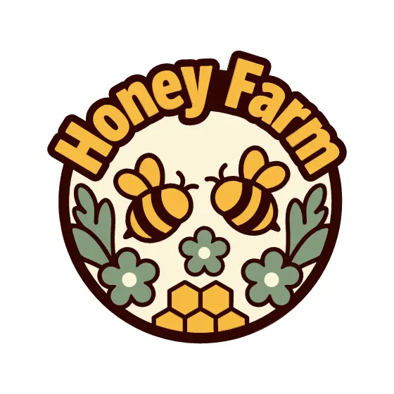 Honey Farm Badge With Bees