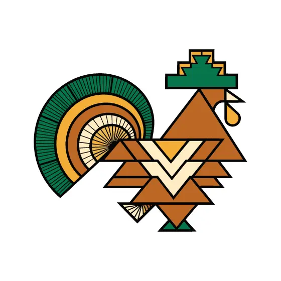 Brown Rooster With Green Fan Tail