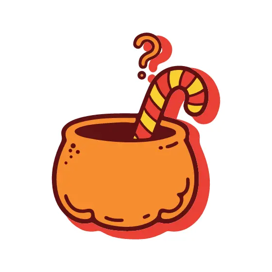 Orange Cauldron With Candy Cane Stirrer