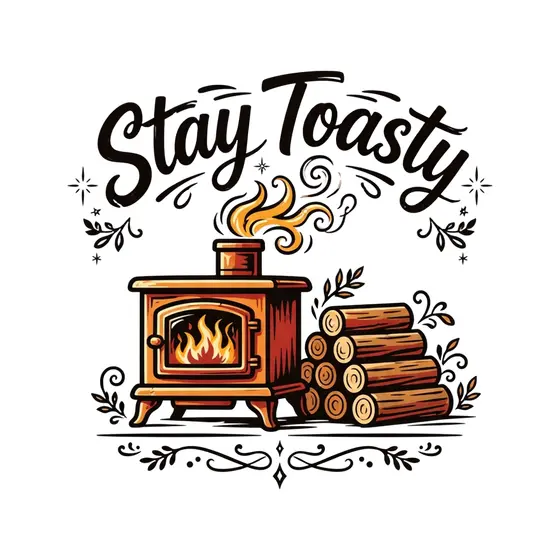 Woodstove With Flames and Logs