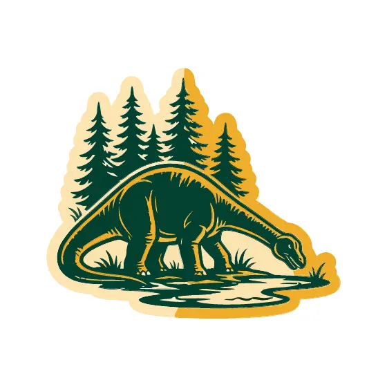 Brachiosaurus Grazing by Lake in Mustard