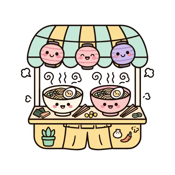 Kawaii Ramen Stand With Lanterns