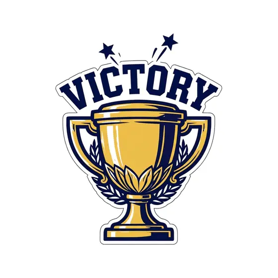 Navy and Gold Trophy With Laurels
