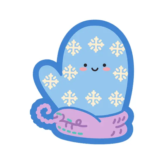 Baby Blue Mitten With Snowflakes