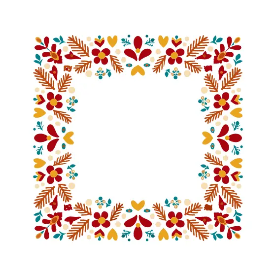 Folk Floral Square Border Frame