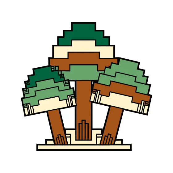 Three Stepped Geometric Mushrooms Cluster