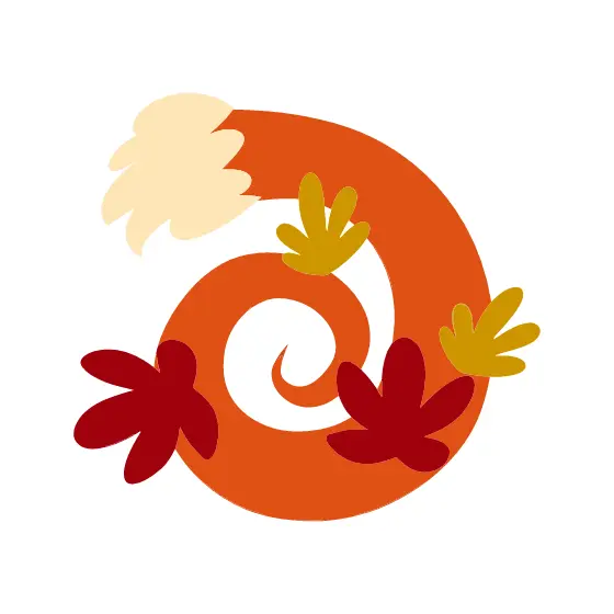 Spiraling Fox Tail With Scattered Leaves