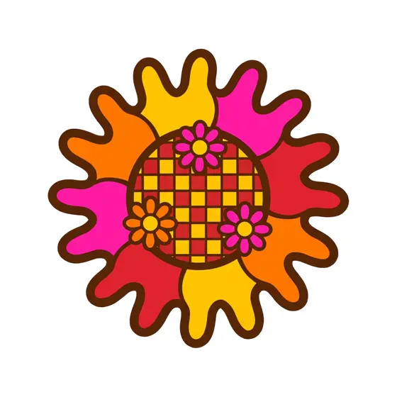 Red And Yellow Groovy Sunburst