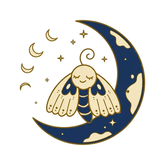 Sleepy Moth On Tilted Crescent