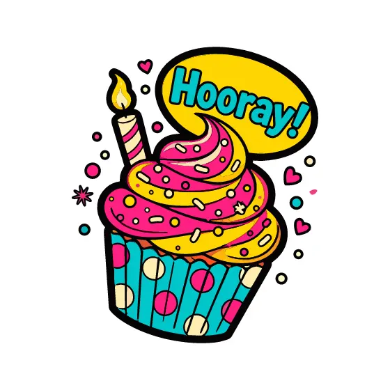 Hooray Cupcake With Pink Frosting