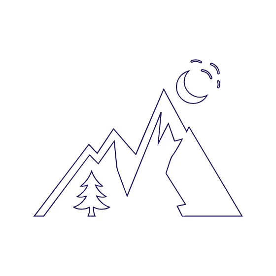 Night Mountain Range With Crescent Moon