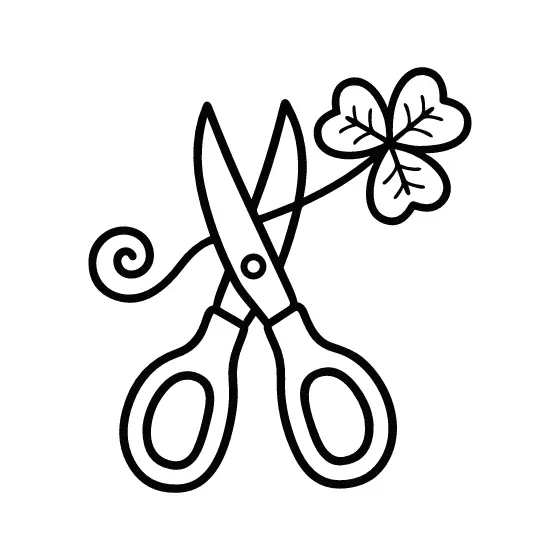 Vertical Shears Holding Clover Sprig