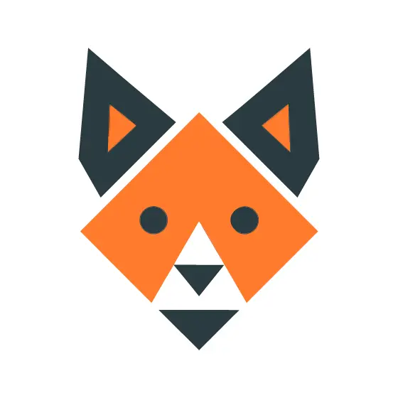 Flat Orange and Charcoal Fox Head