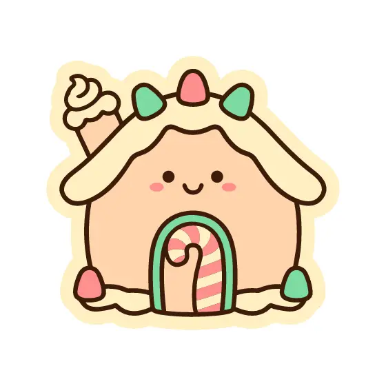 Kawaii Gingerbread Cottage With Candy Cane Door