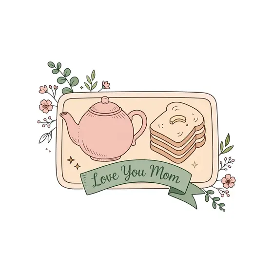 Breakfast Tray With Pink Teapot