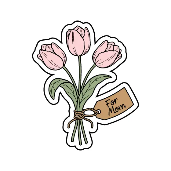 Pink Tulip Bundle With For Mom Tag