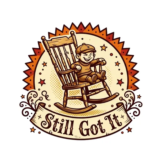Rocking Chair Badge With Cheeky Boy