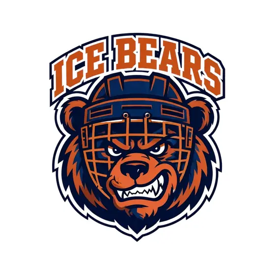 Orange Bear Head In Navy Helmet