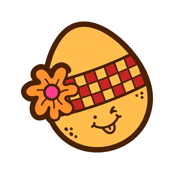 Winking Egg With Orange Daisy