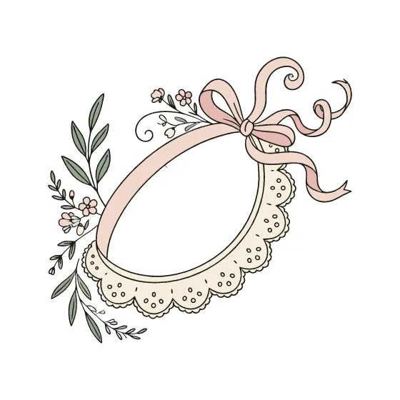 Blush Ribbon Lace Garter with Sage Sprigs