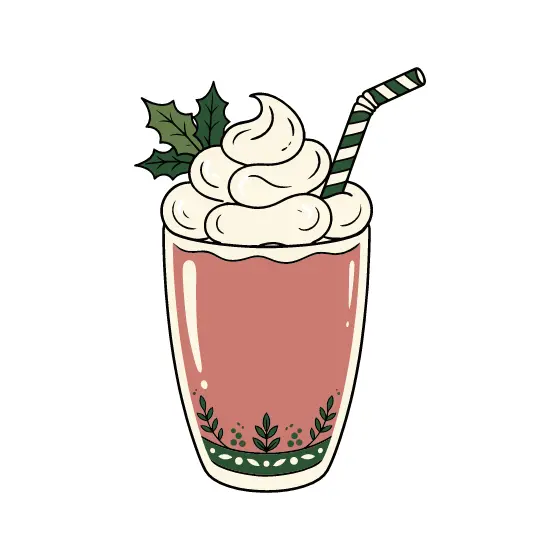 Strawberry Milkshake With Holly Garnish