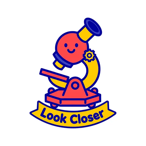 Smiling Microscope With Bottom Banner